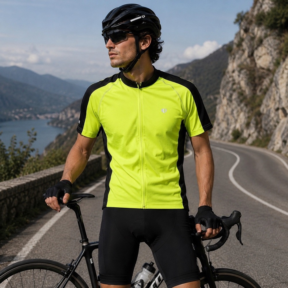 Pearl Izumi Cycling Jersey Mens XL Neon Yellow Black High Vis Full Zip Bike